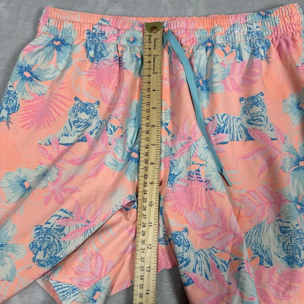Chubbies Swim Trunks Floral Print Drawstring Waist Large Pink Colorful 30